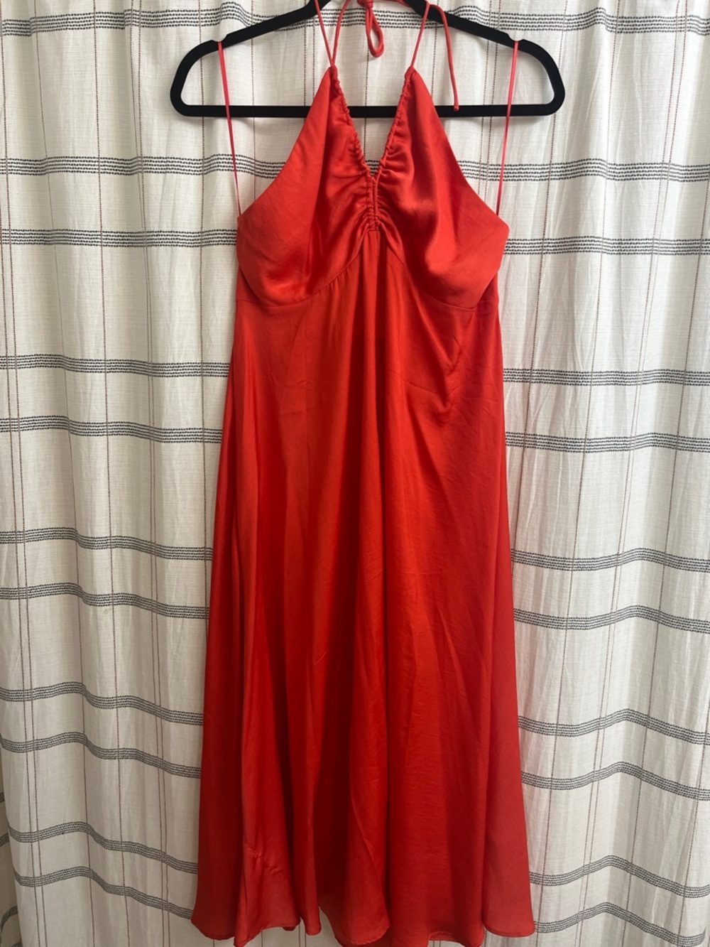 Banana Republic Coral-Red Satin Halter Dress NWOT M